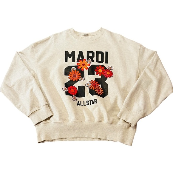 MARDI MERCREDI WOMEN’S GRAY SWEATSHIRT MARDI 23 FLOWERS SIZE L - Picture 1 of 8